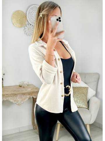 MyLookFeminin,surchemise style velours beige,prêt à porter mode femme