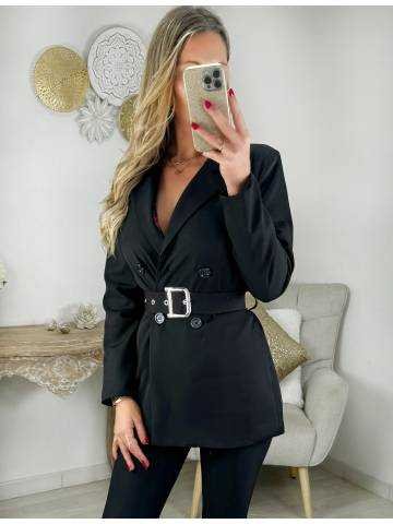 My Look Féminin| blazer noir classique & sa ceinture,prêt à porter pour femme
