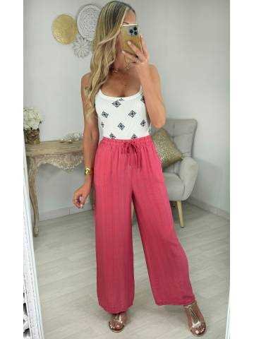 pantalon style lin rose blush