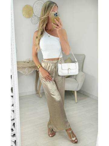 pantalon fluide doré