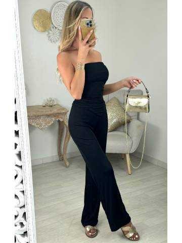 ensemble noir bustier asymétrique & pantalon