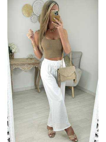 pantalon fluide & loose blanc