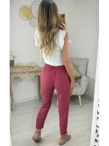 My Look Féminin pantalon léger et droit framboise,prêt à porter pour femme