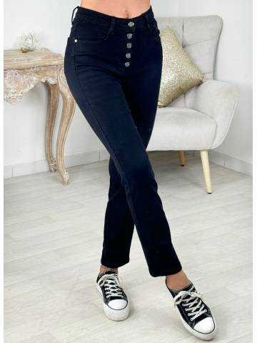 Jeans noir droit "4 boutons"